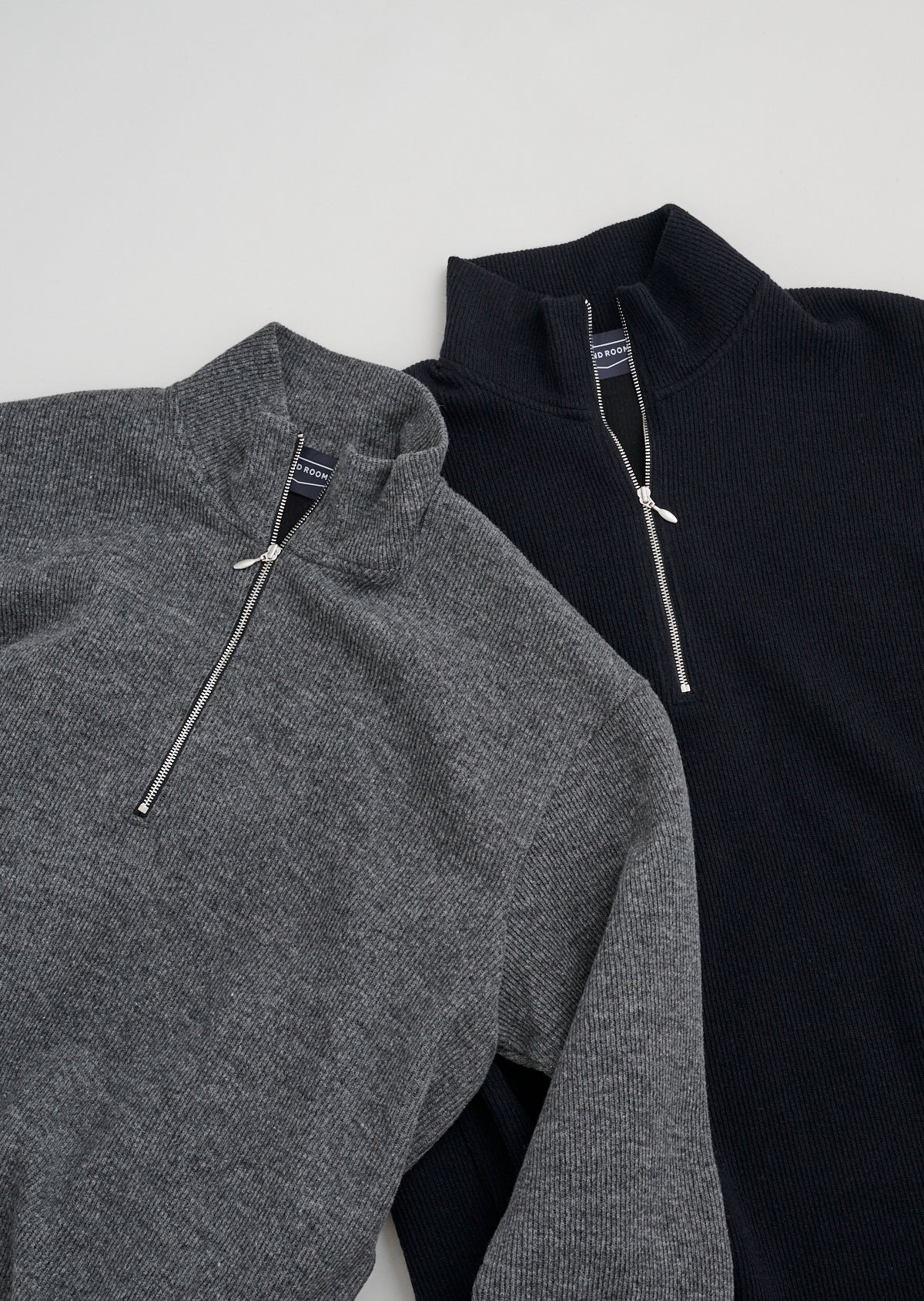 RIB KNIT HALF ZIP GRAY 8043-1202