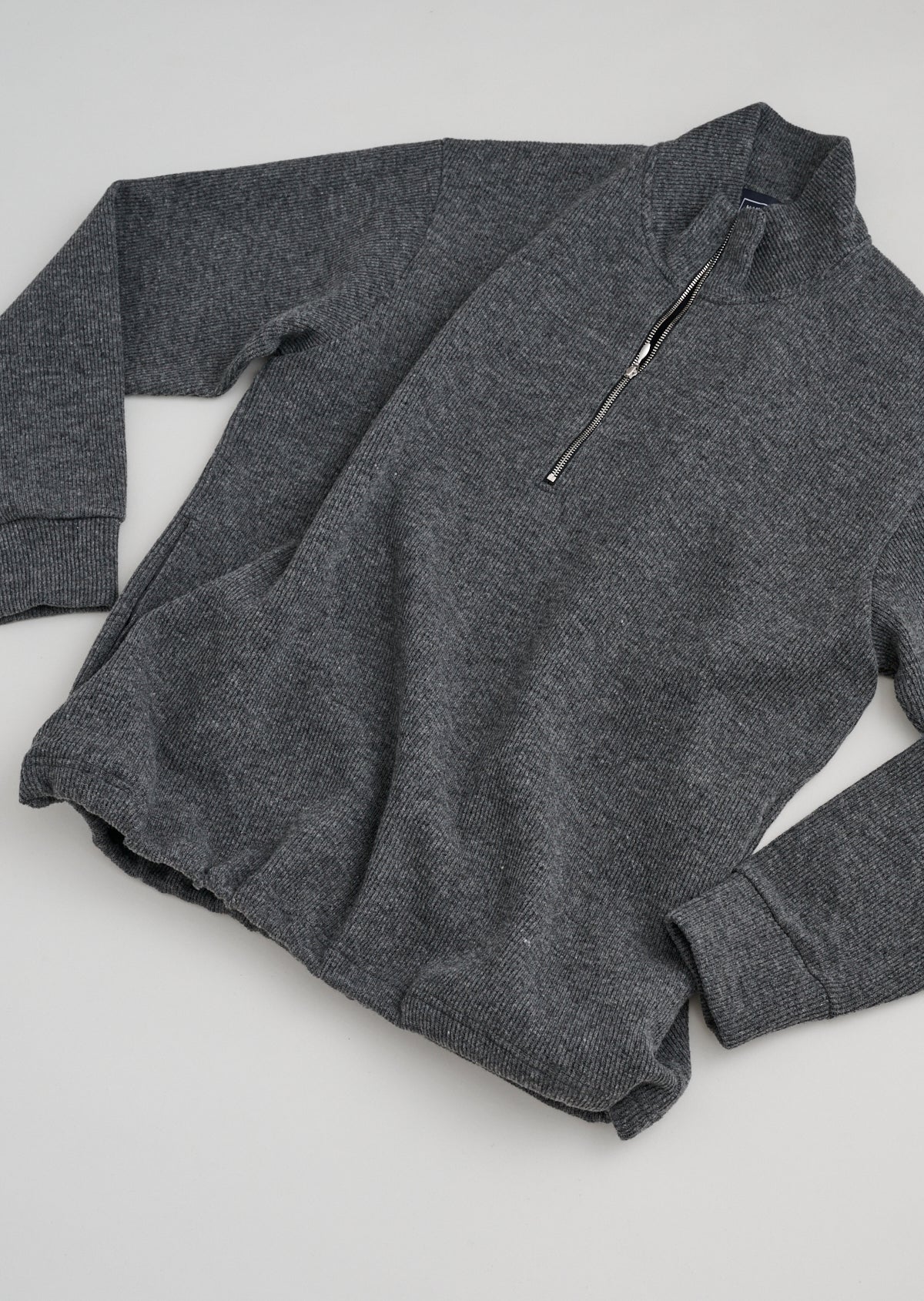 RIB KNIT HALF ZIP GRAY 8043-1202