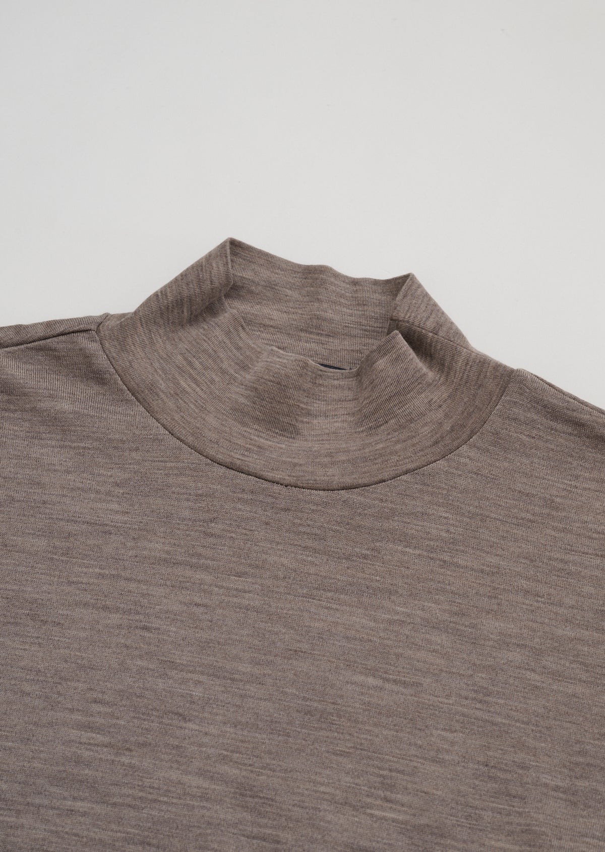 MERINO WOOL HIGH NECK LONG T SHIRTS BEIGE 8043-1205