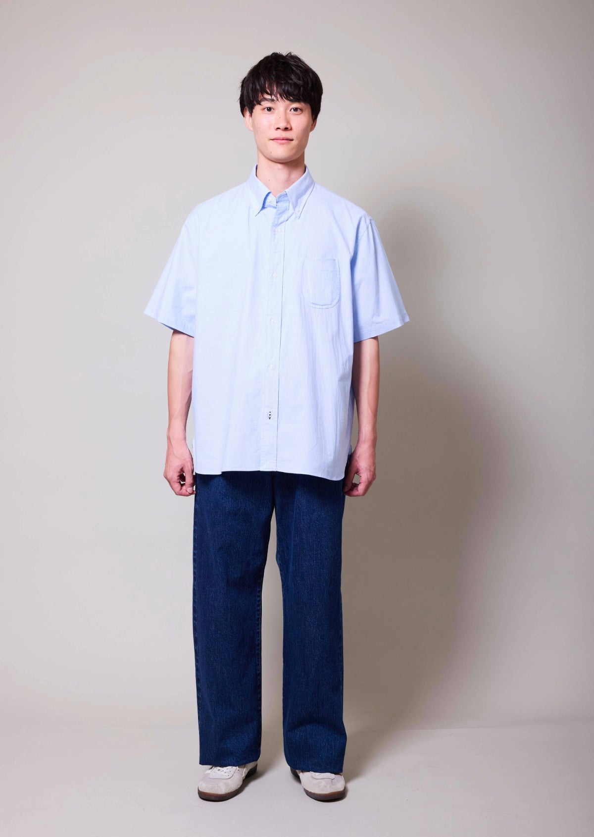 OX FORD BUTTON DOWN SHORT SLEEVE SHIRTS BLUE 8031-1603