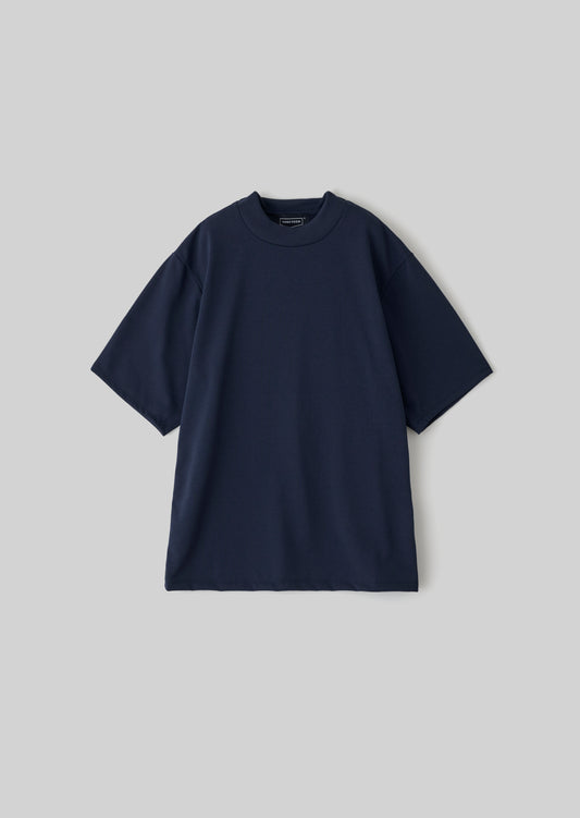 POLYESTER COTTON FEEL MOCK NECK T-SHIRT BLACK 8031-1701