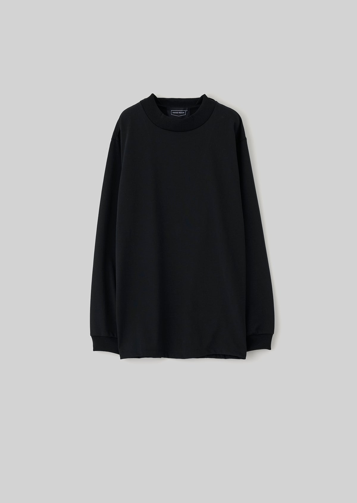 POLYESTER COTTON FEEL MOCK NECK T-SHIRT LONG SLEEVE BLACK 8033-1210