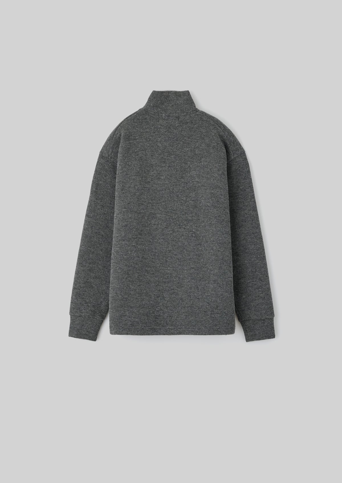 RIB KNIT HALF ZIP GRAY 8043-1202