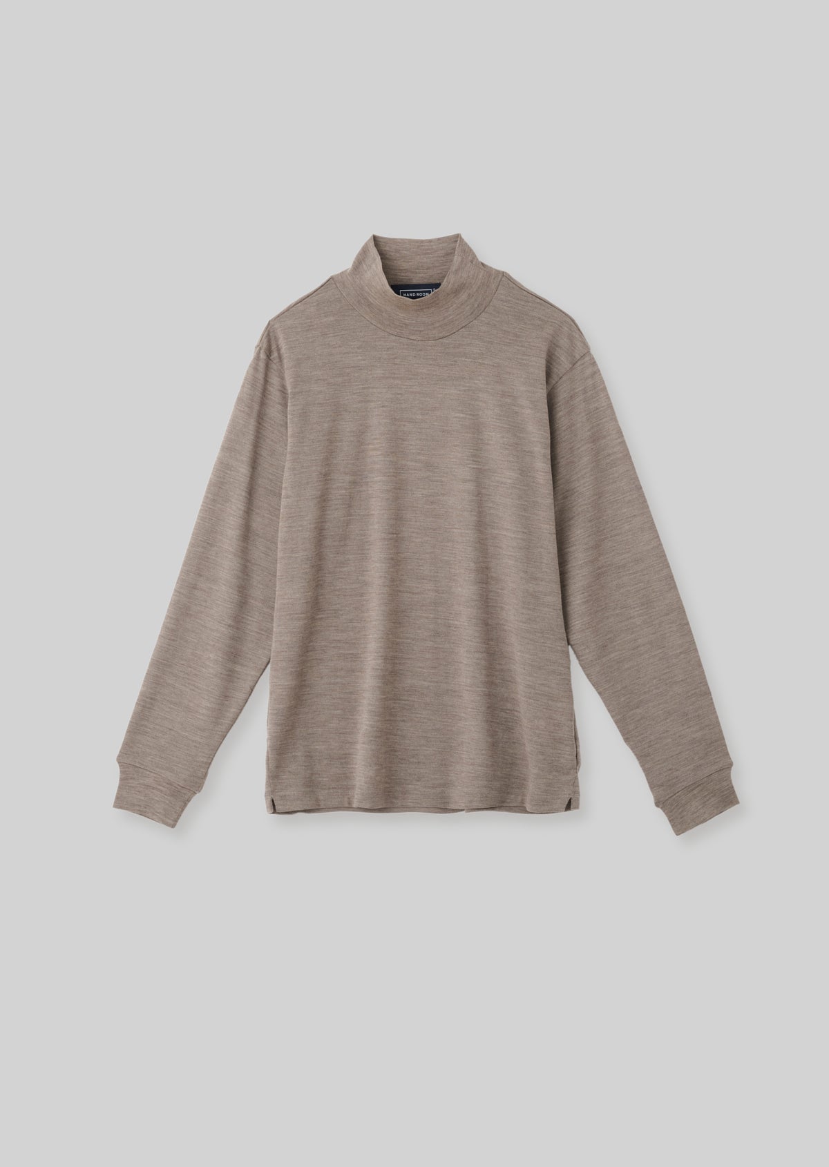 MERINO WOOL HIGH NECK LONG T SHIRTS BEIGE 8043-1205