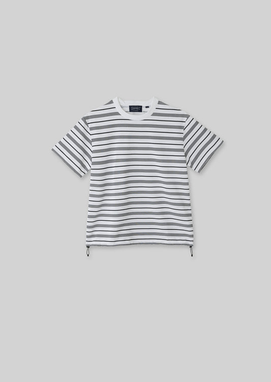 COTTON LIKE POLYESTER BORDER PRINT T SHIRTS    WHITE 8051-1701