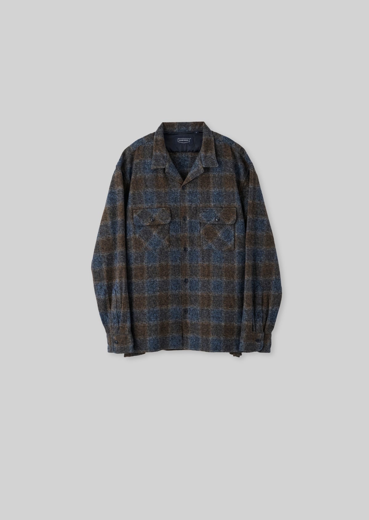 COTTON TWEED OPEN COLLAR SHIRTS 8053-1102 SAX
