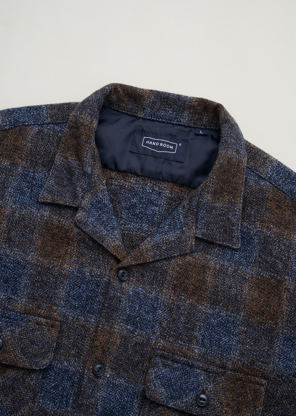 COTTON TWEED OPEN COLLAR SHIRTS 8053-1102 SAX