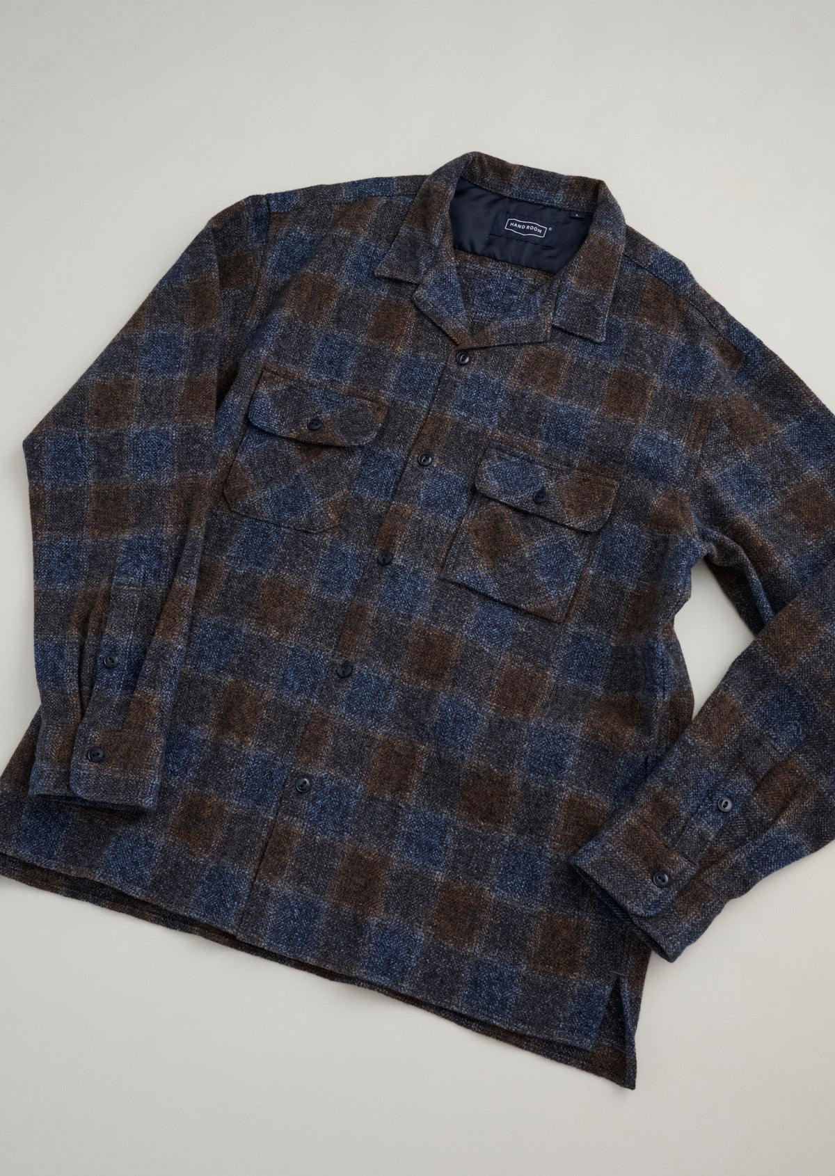 COTTON TWEED OPEN COLLAR SHIRTS 8053-1102 SAX