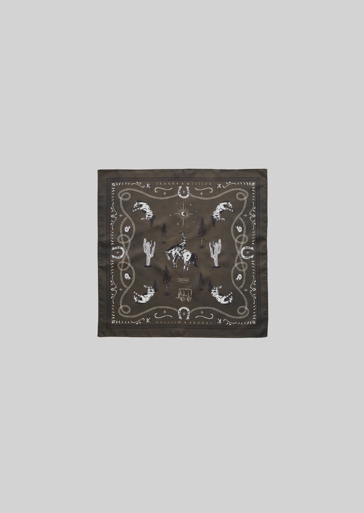 WESTERN PATTERN SILK SCARF BROWN 8053-2701