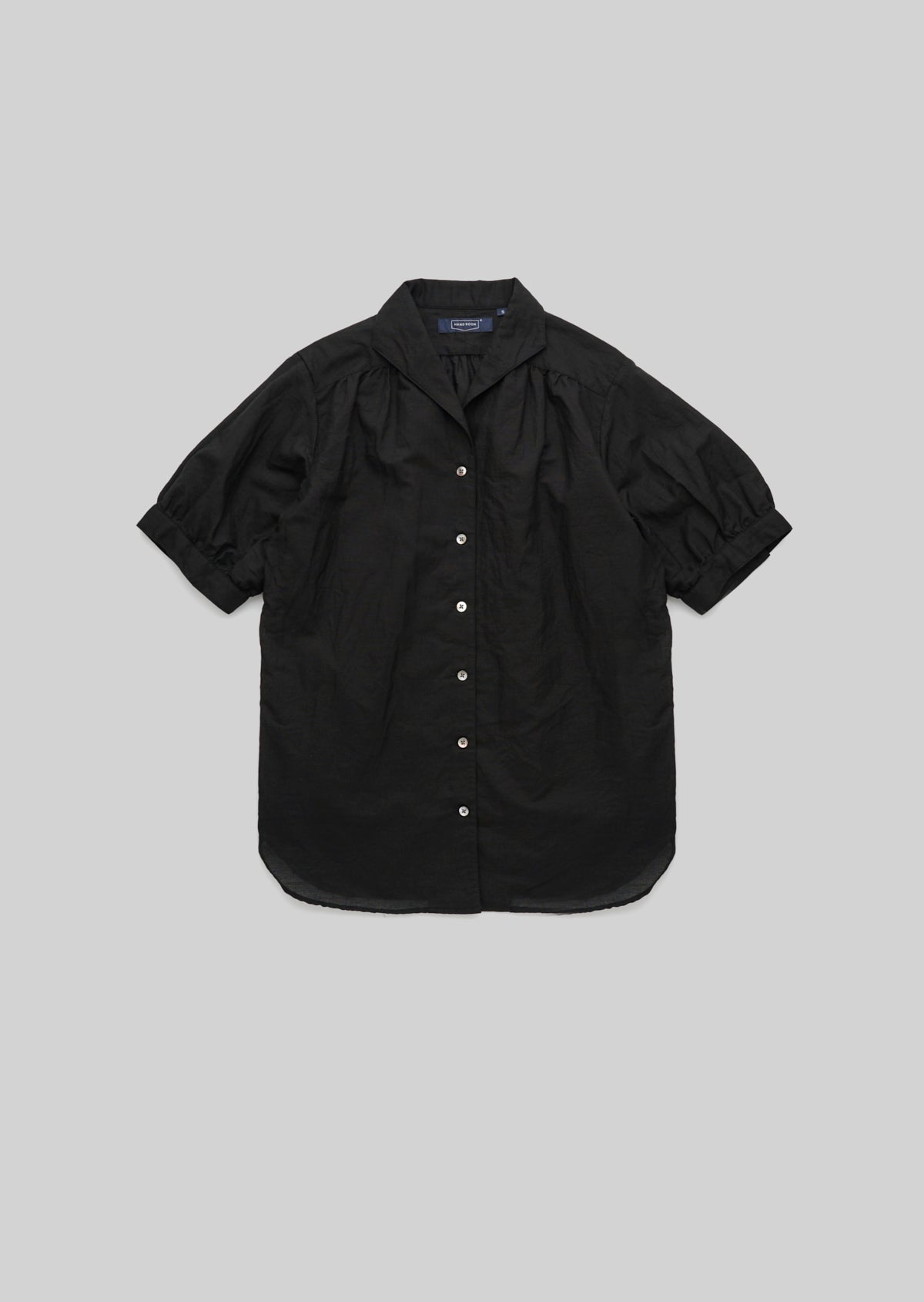 PUFF SLEEVE ITALIAN OPENCOLLAR SHIRTS BLACK 8221-1601