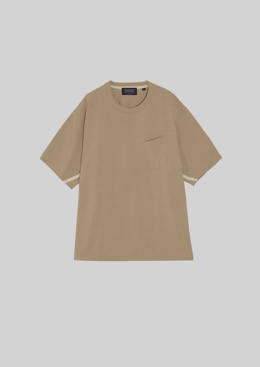 POLYESTER COTTON FEEL T-SHIRT BEIGE　8001-1702
