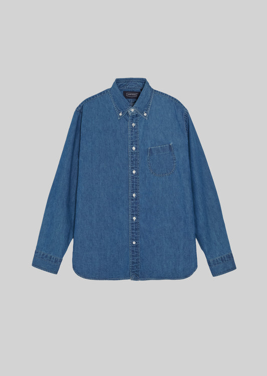 8oz DENIM BUTTON DOWN SHIRTS LIGHT NAVY 8023-1108