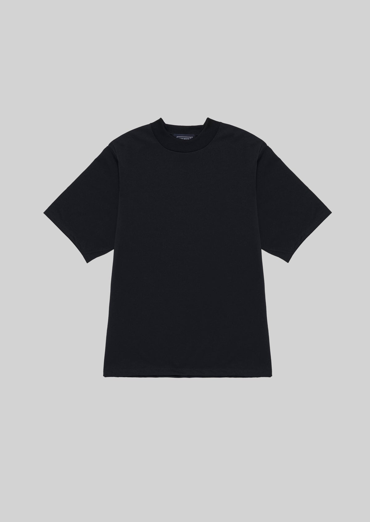 POLYESTER COTTON FEEL  MOCK NECK T-SHIRT BLACK　8031-1701