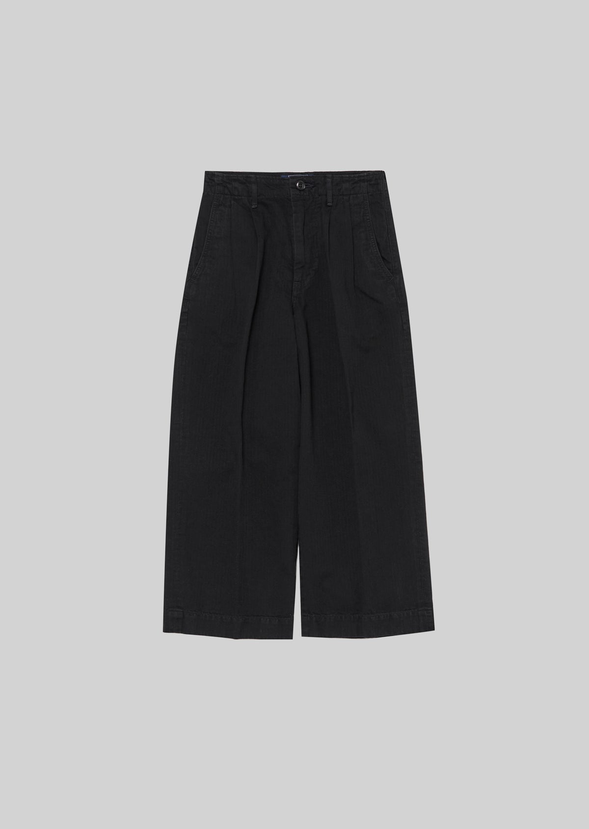 LINEN/COTTON HERRINGBONE WIDE PANTS BLACK 8291-1401