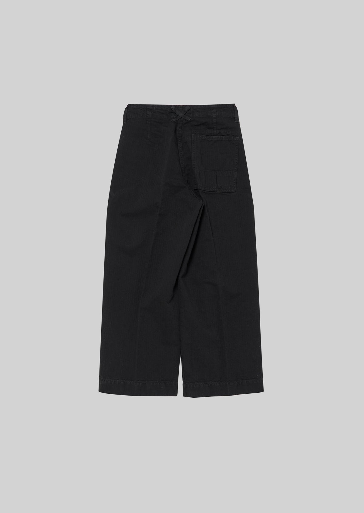 LINEN/COTTON HERRINGBONE WIDE PANTS BLACK　8291-1401