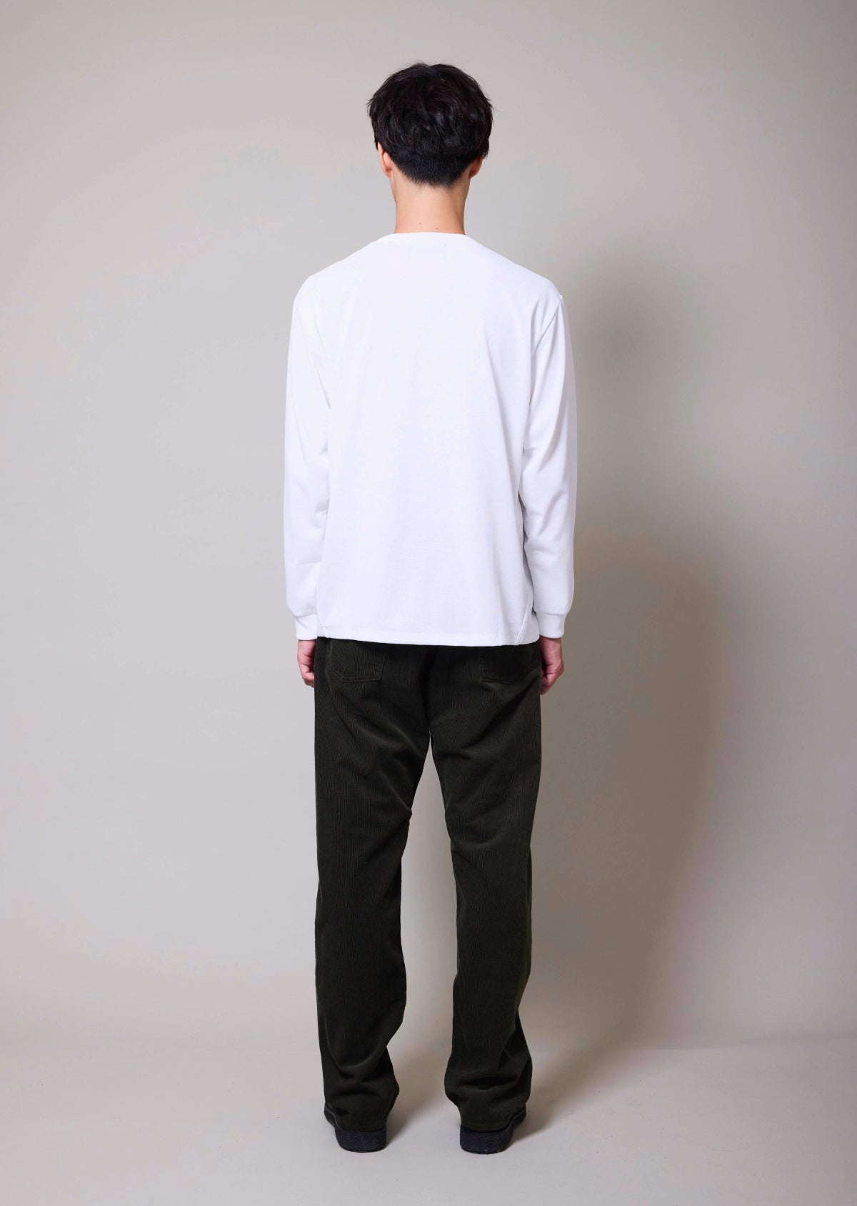 POLYESTER COTTON FEEL T-SHIRT LONG SLEEVE WHITE　8001-1202