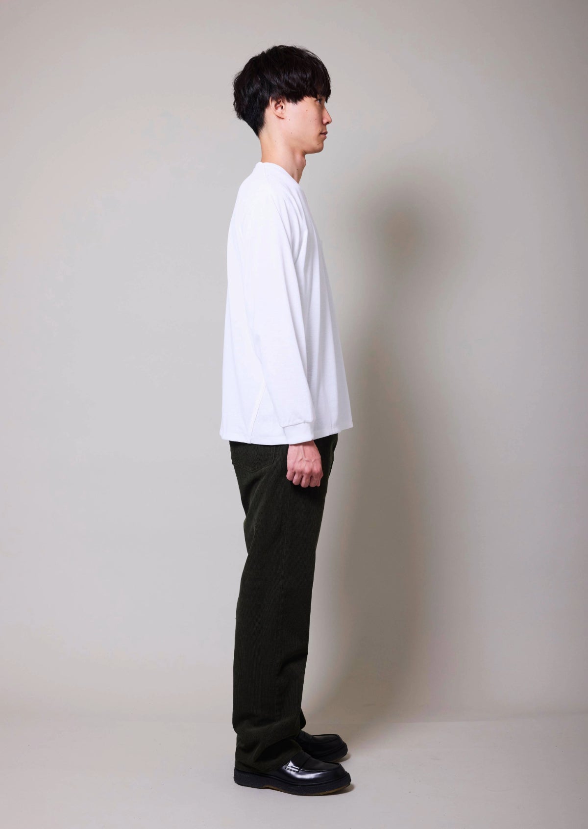 POLYESTER COTTON FEEL T-SHIRT LONG SLEEVE WHITE　8001-1202