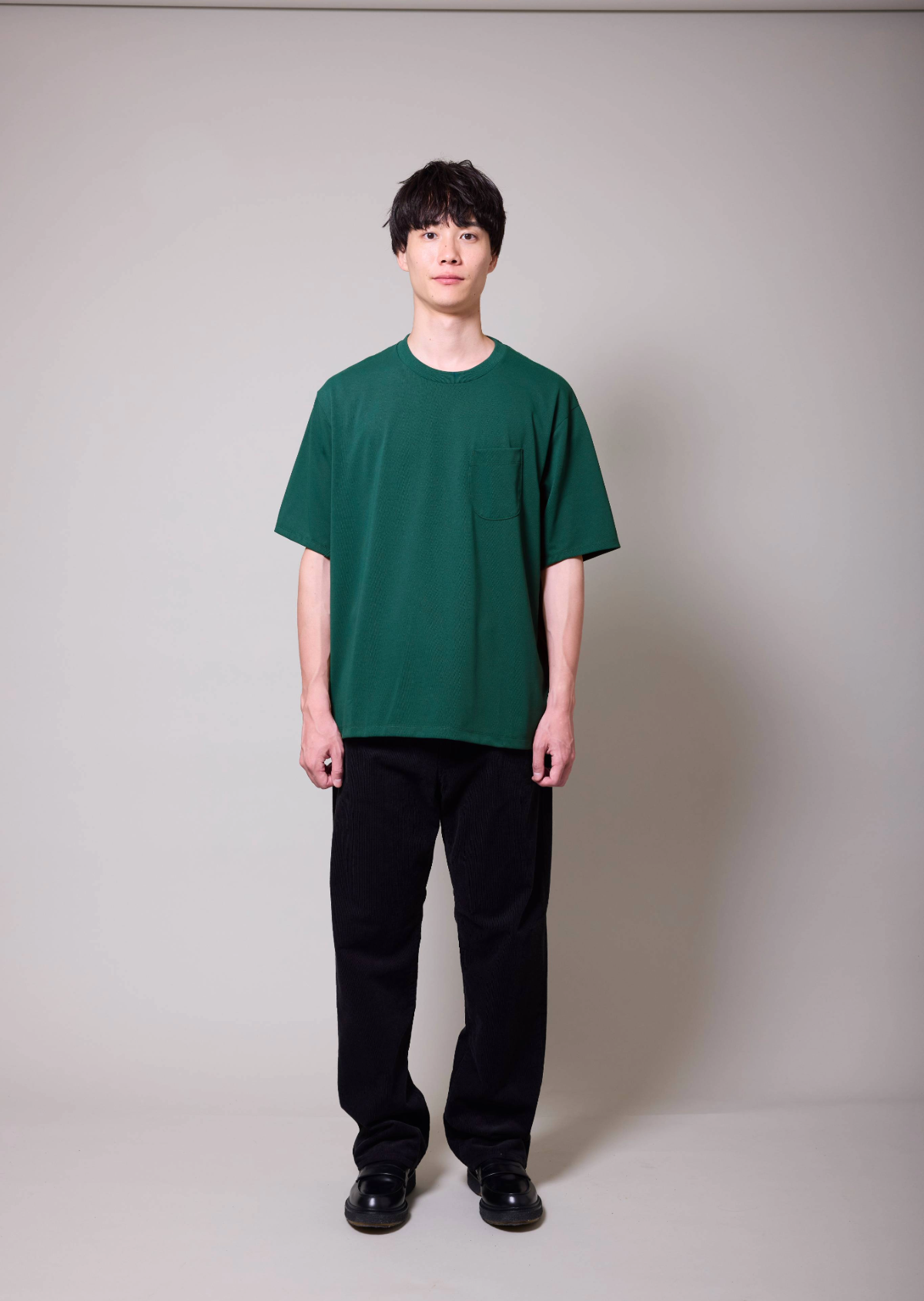 POLYESTER COTTON FEEL T-SHIRT GREEN　8001-1702