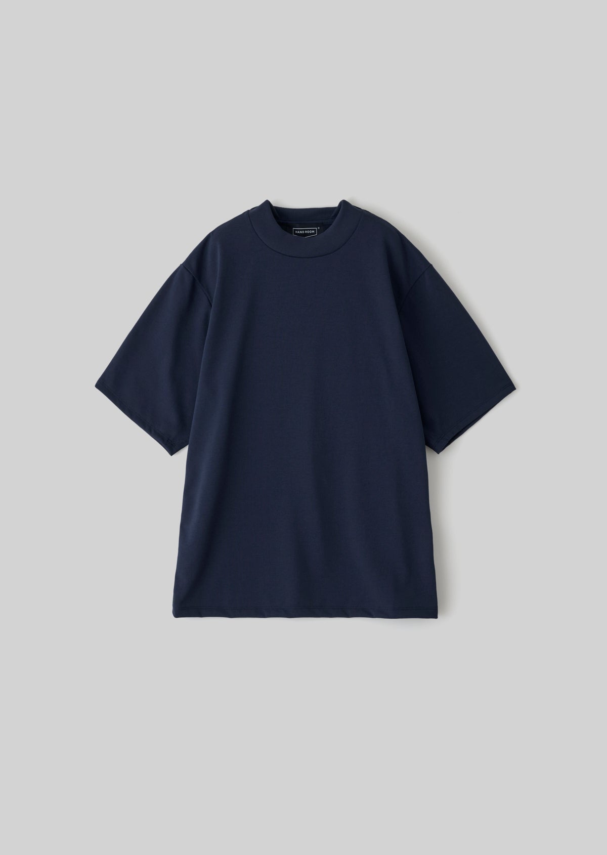 POLYESTER COTTON FEEL  MOCK NECK T-SHIRT LIGHT NAVY 8031-1701