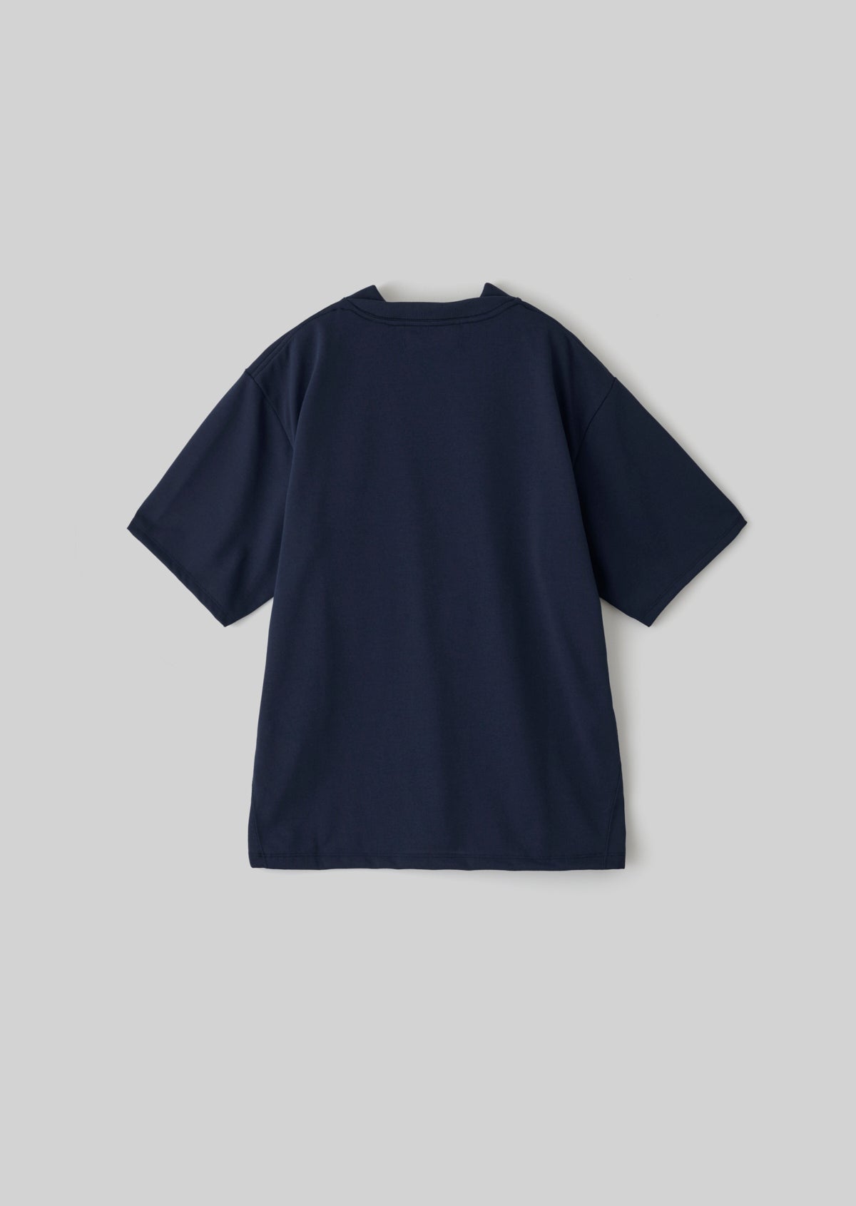 POLYESTER COTTON FEEL  MOCK NECK T-SHIRT LIGHT NAVY 8031-1701