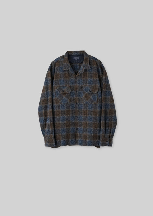 COTTON TWEED OPEN COLLAR SHIRTS　8053-1102 SAX