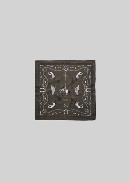 WESTERN PATTERN SILK SCARF  BROWN 8053-2701