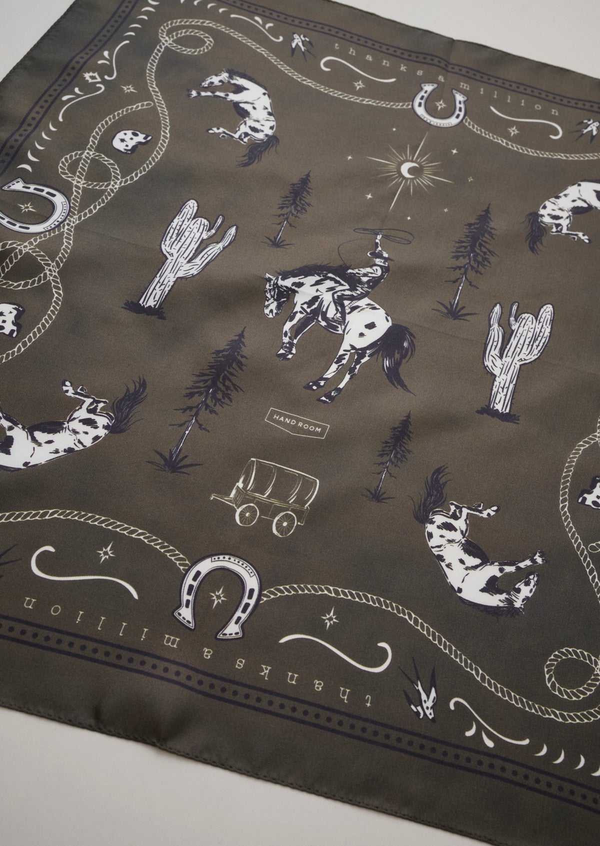 WESTERN PATTERN SILK SCARF  BROWN 8053-2701