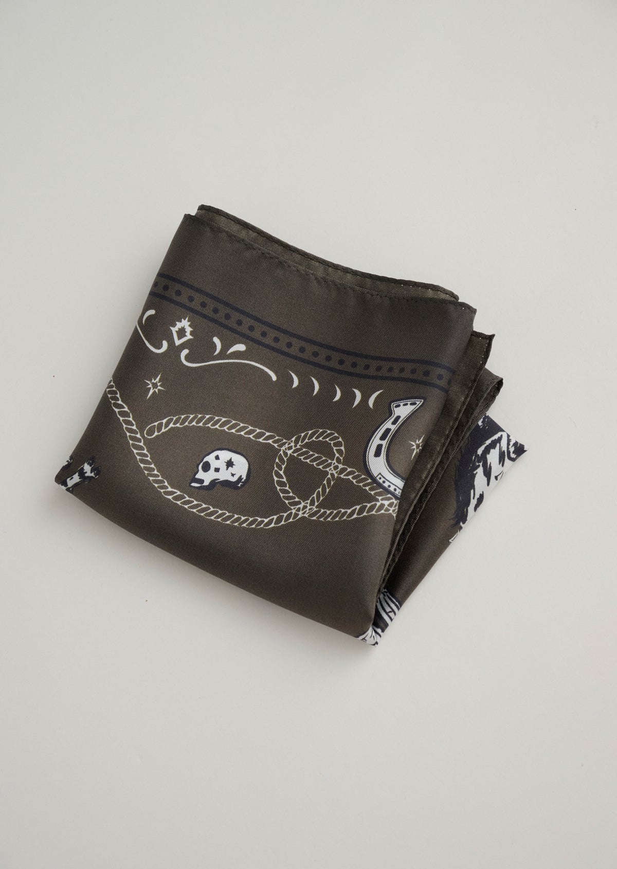 WESTERN PATTERN SILK SCARF  BROWN 8053-2701