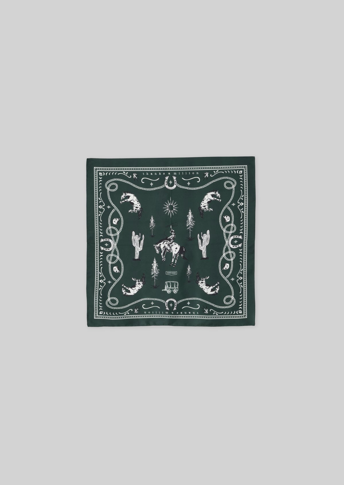WESTERN PATTERN SILK SCARF GREEN  8063-2701
