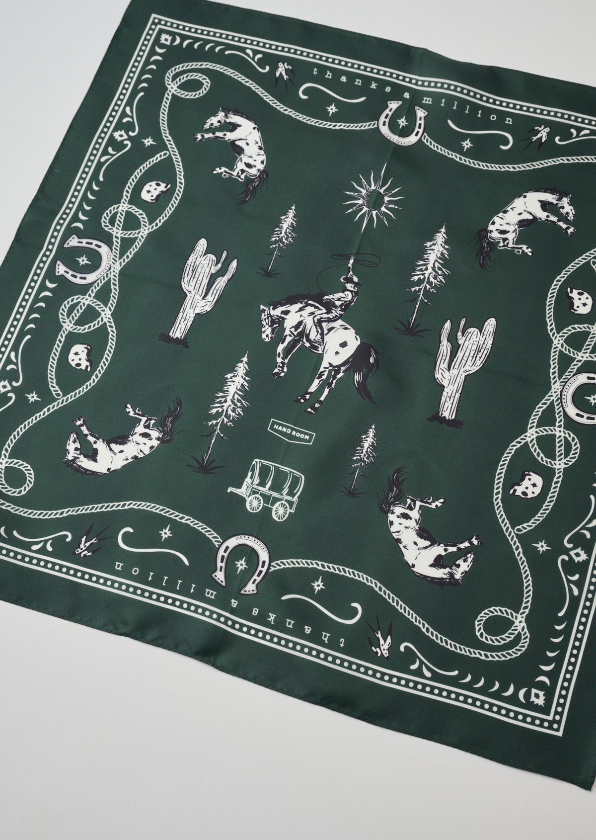 WESTERN PATTERN SILK SCARF GREEN  8063-2701
