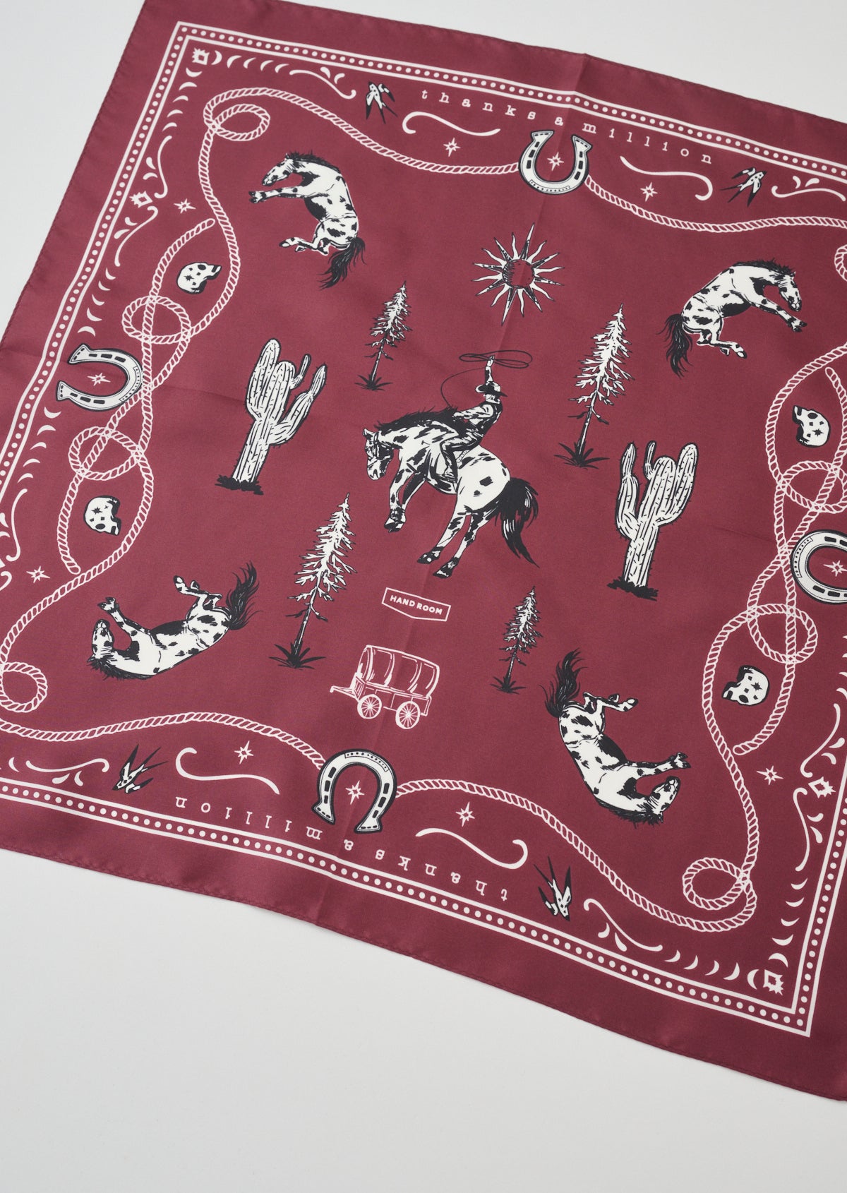 WESTERN PATTERN SILK SCARF BORDEAUX  8063-2701