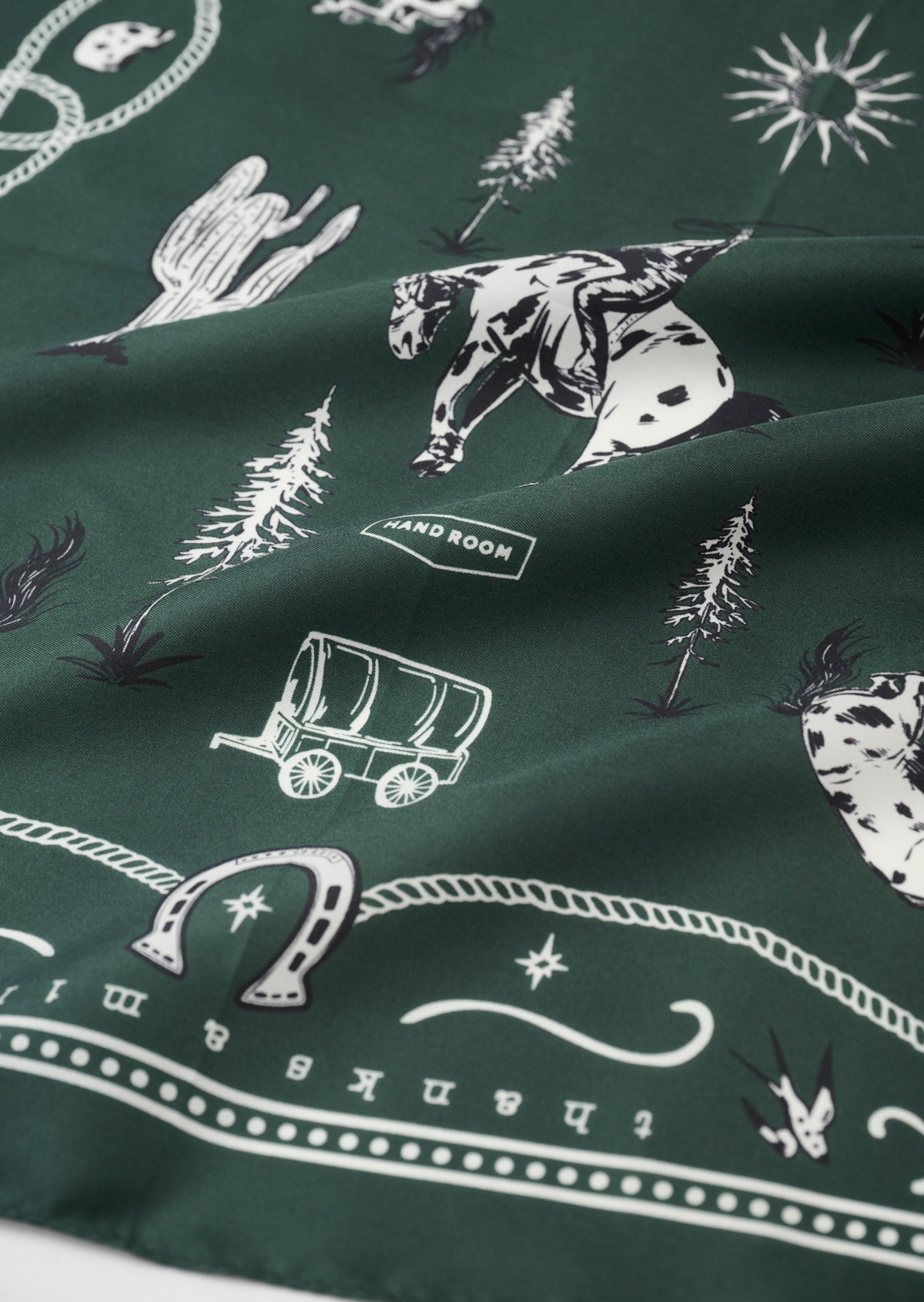 WESTERN PATTERN SILK SCARF GREEN  8063-2701