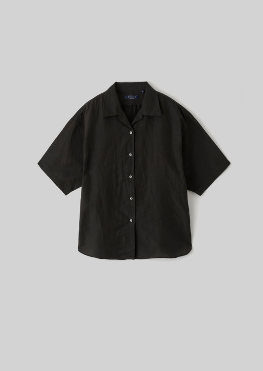 OPEN COLLAR SHORT SLEEVE DARK BROWN  8241-1603