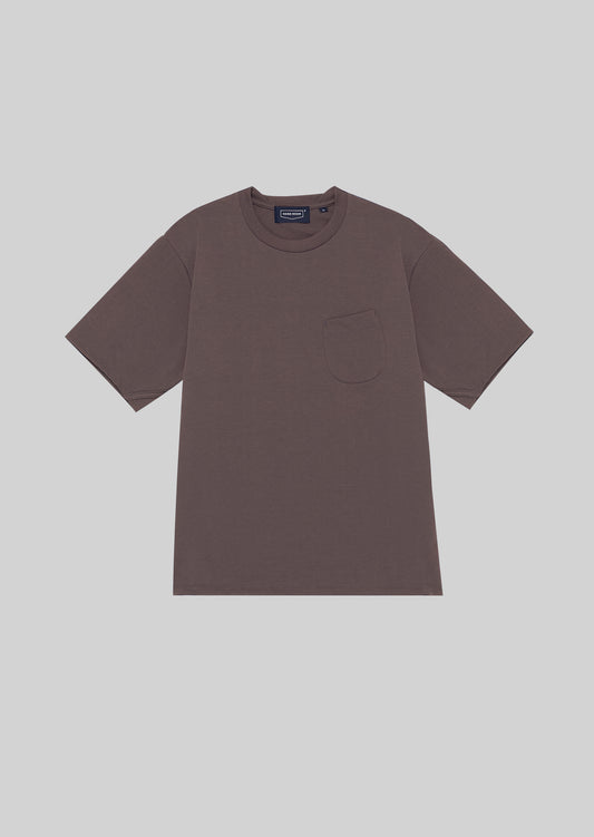 POLYESTER COTTON FEEL T-SHIRT BROWN　8001-1702